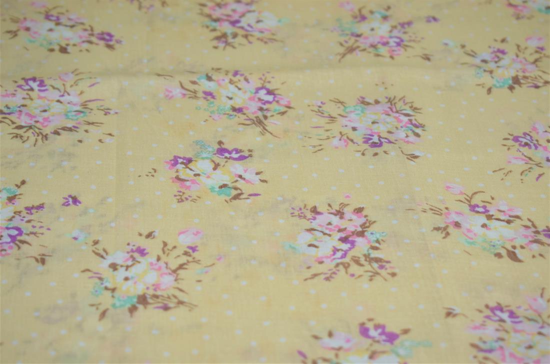 Beige Cotton Flower Print