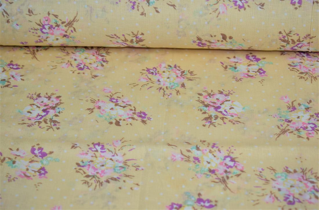 Beige Cotton Flower Print