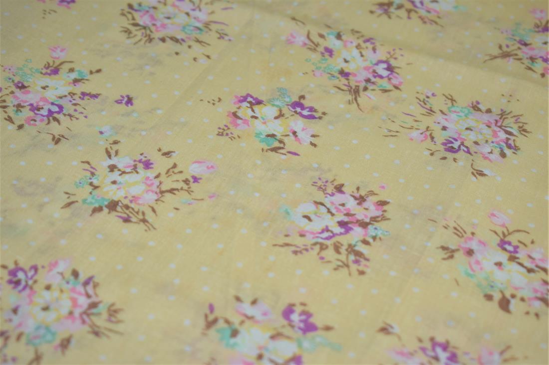 Beige Cotton Flower Print