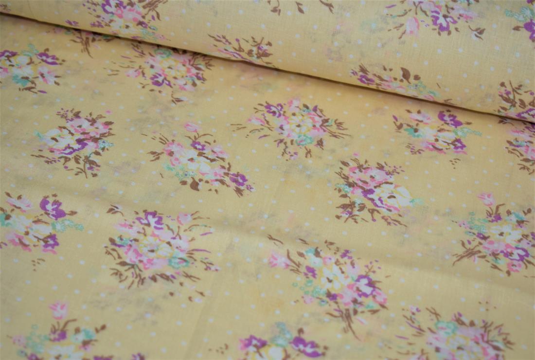 Beige Cotton Flower Print