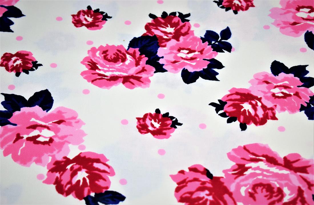 White & Pink Cotton Blossom Garden Print