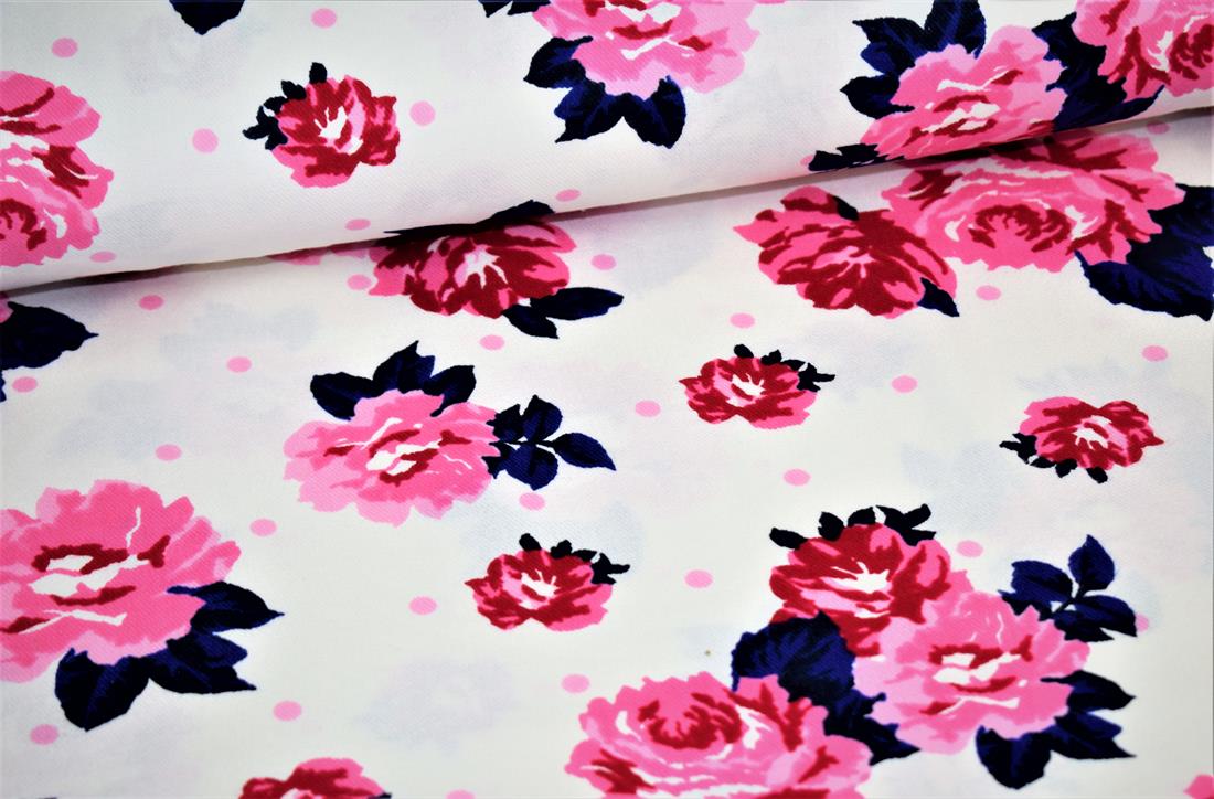 White & Pink Cotton Blossom Garden Print