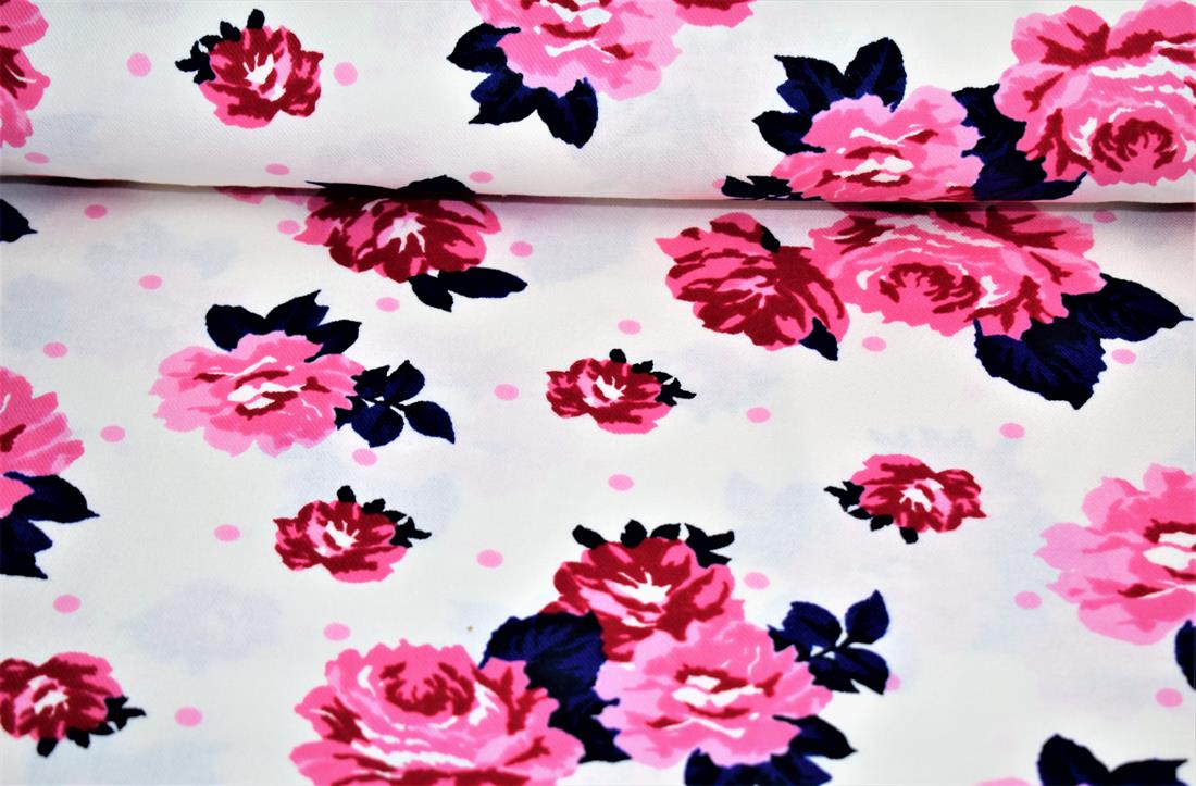 White & Pink Cotton Blossom Garden Print