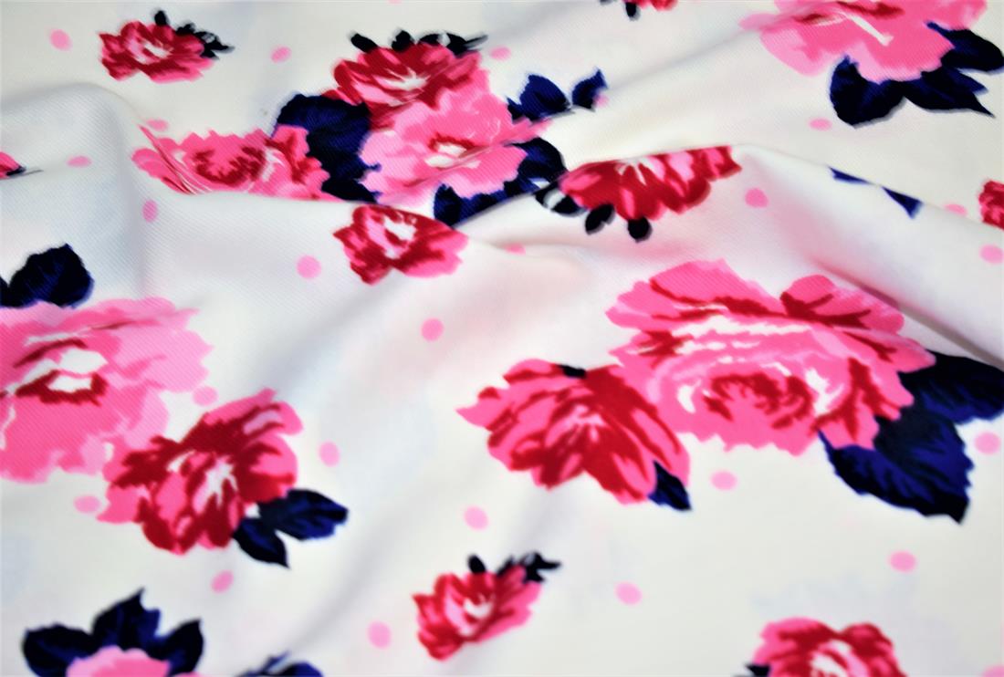 White & Pink Cotton Blossom Garden Print
