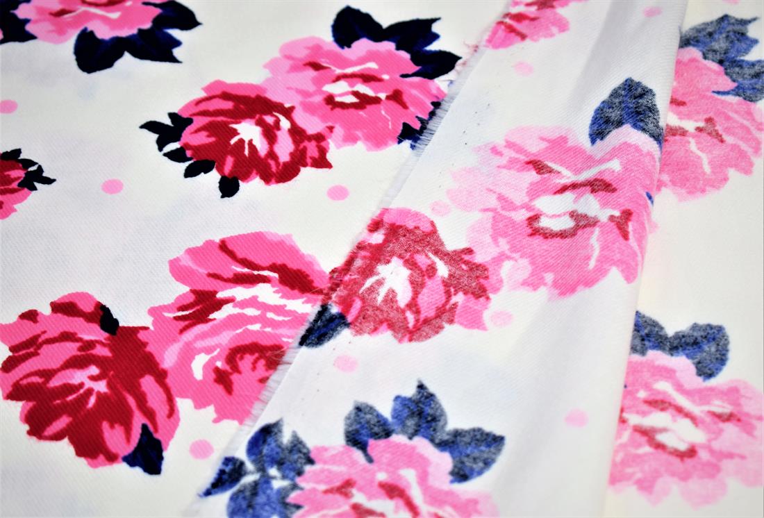 White & Pink Cotton Blossom Garden Print