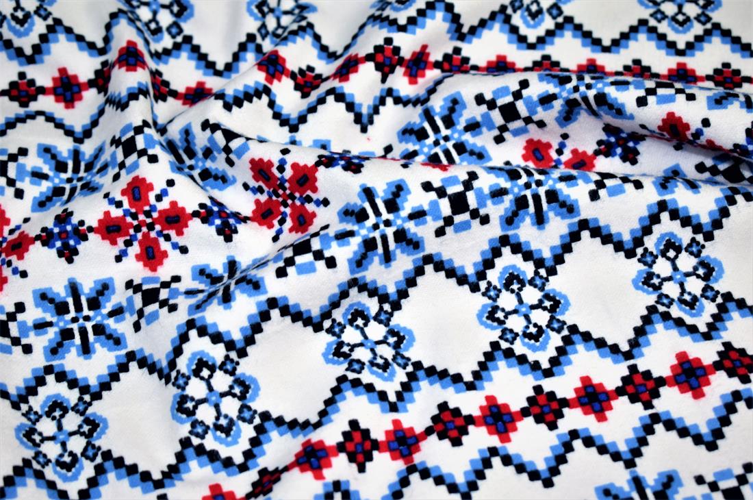 Blue Cotton Christmas Print