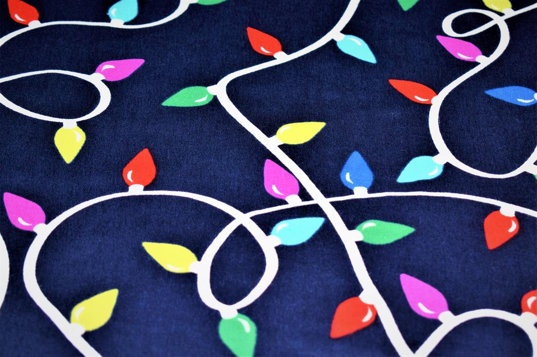 Navy Cotton Christmas Print Fabric