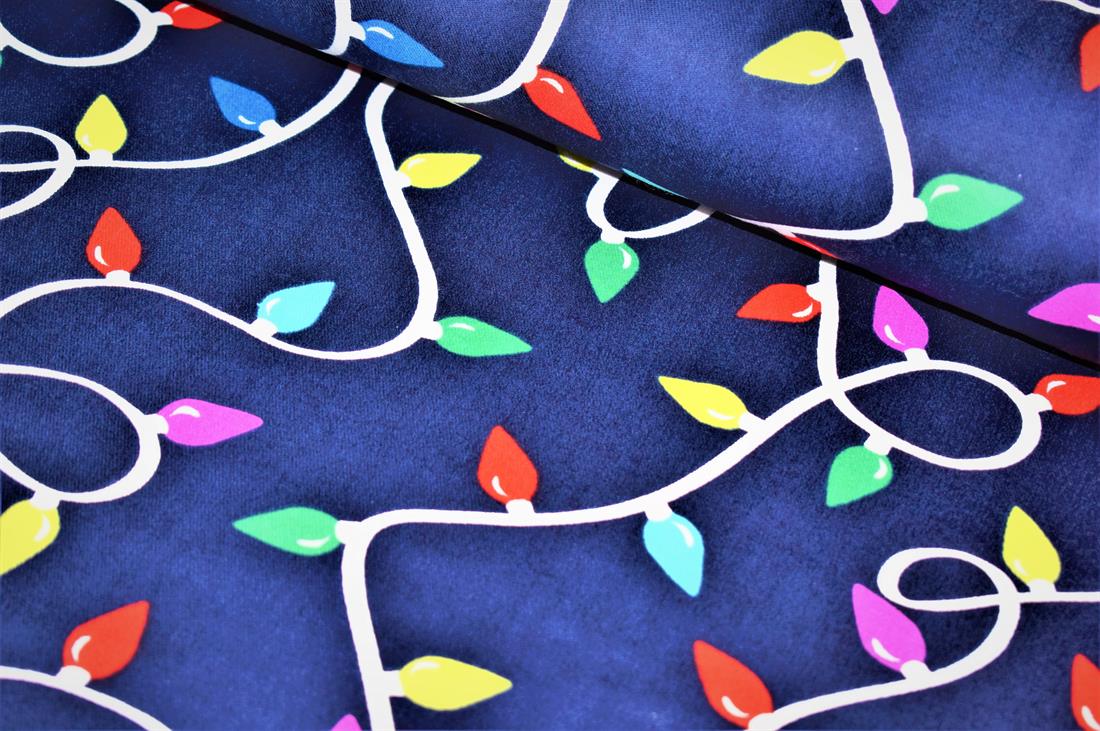 Navy Cotton Christmas Print Fabric