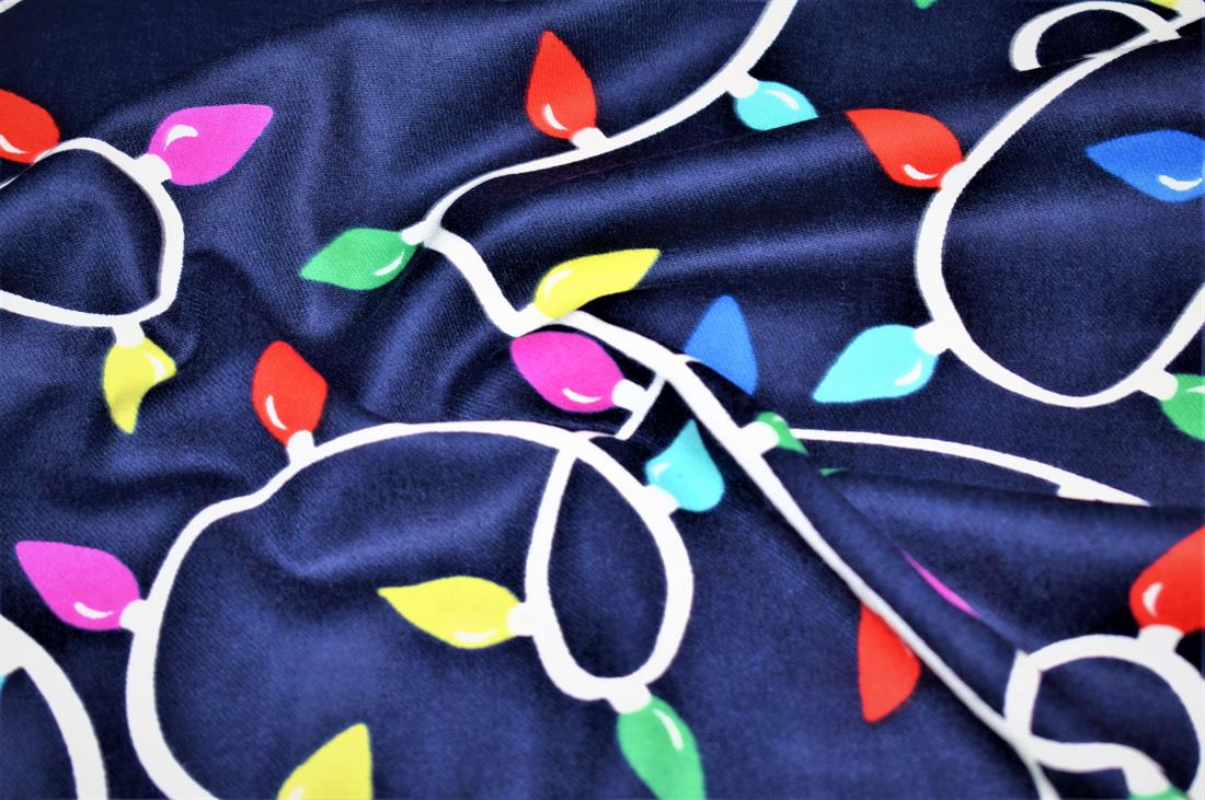 Navy Cotton Christmas Print Fabric
