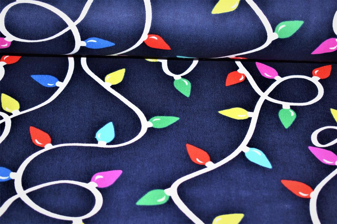 Navy Cotton Christmas Print Fabric