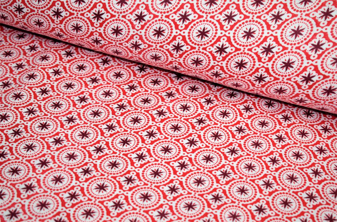 White & Red Cotton Ottomna Print