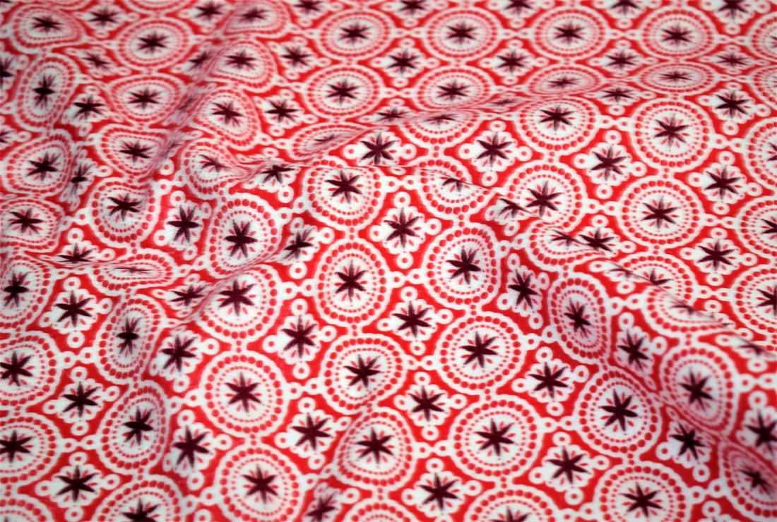 White & Red Cotton Ottomna Print