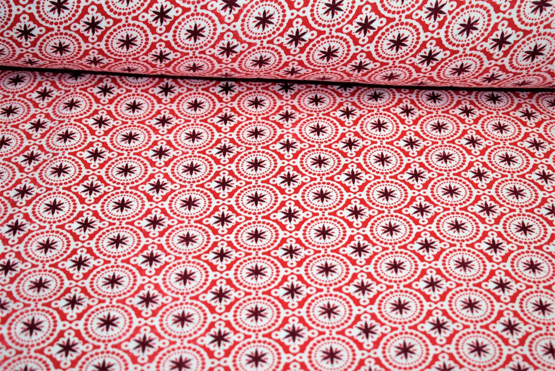 White & Red Cotton Ottomna Print