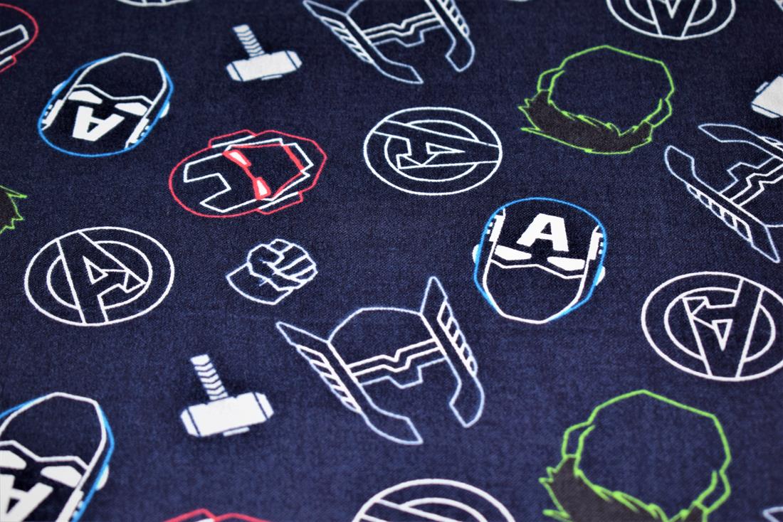 Navy Cotton Avengers Print