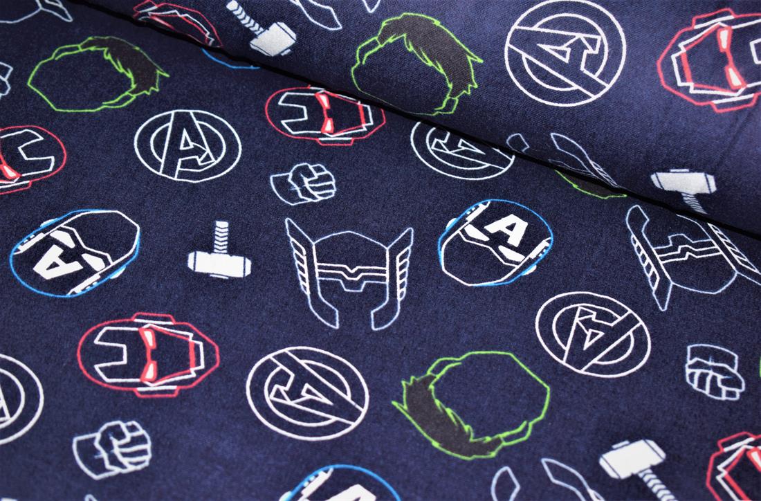 Navy Cotton Avengers Print