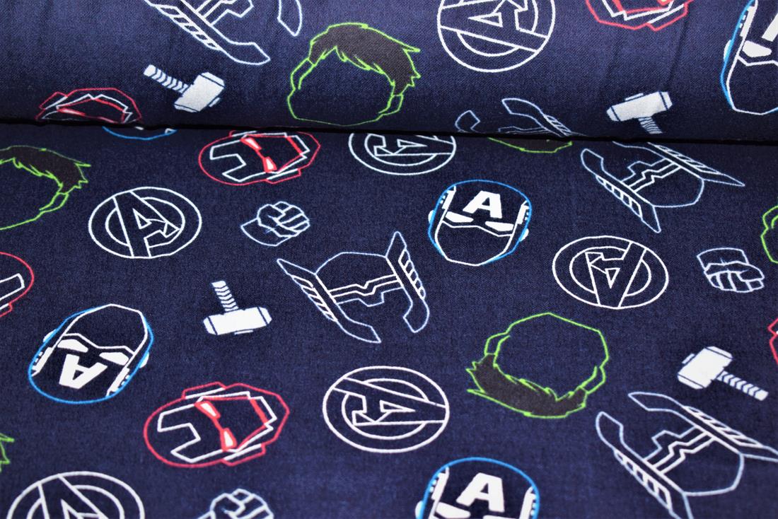 Navy Cotton Avengers Print