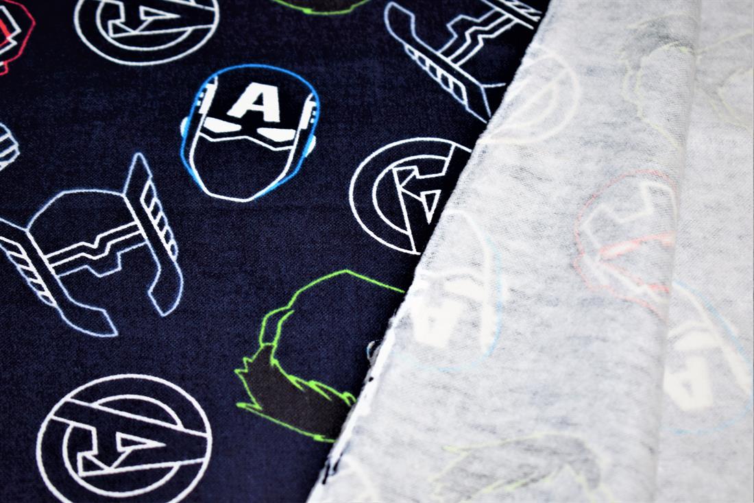 Navy Cotton Avengers Print