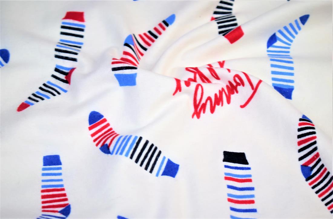 White Printed Brushed Cotton