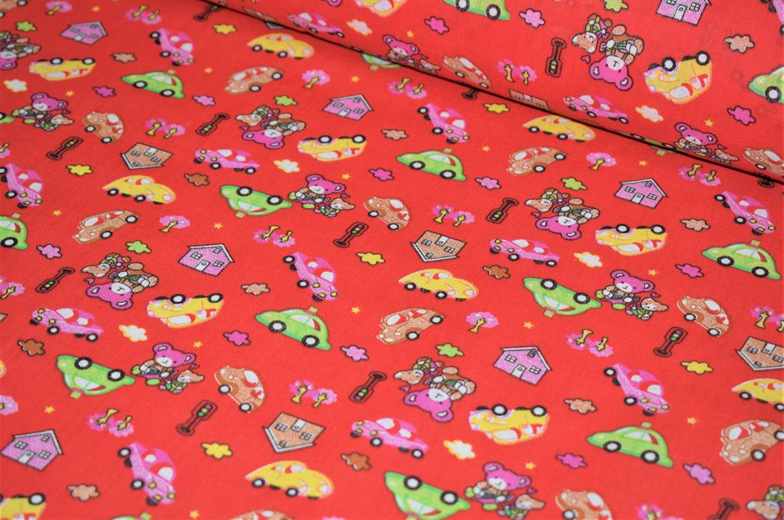 Red Cotton Printed Poly Cottons