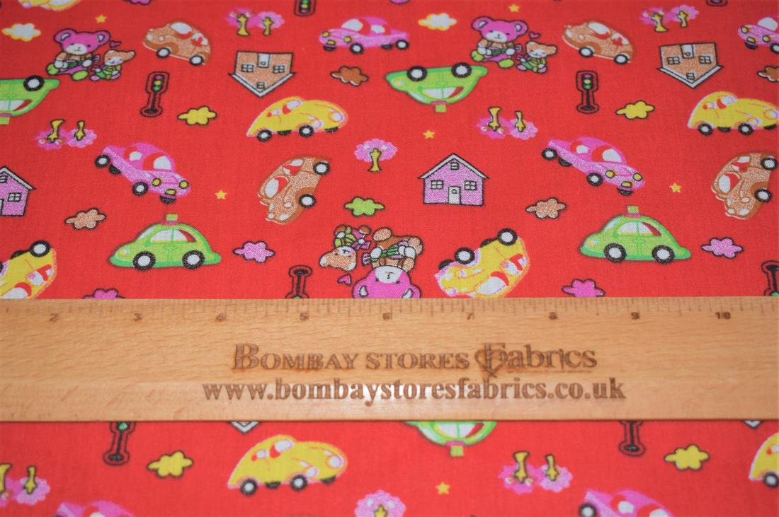 Red Cotton Printed Poly Cottons