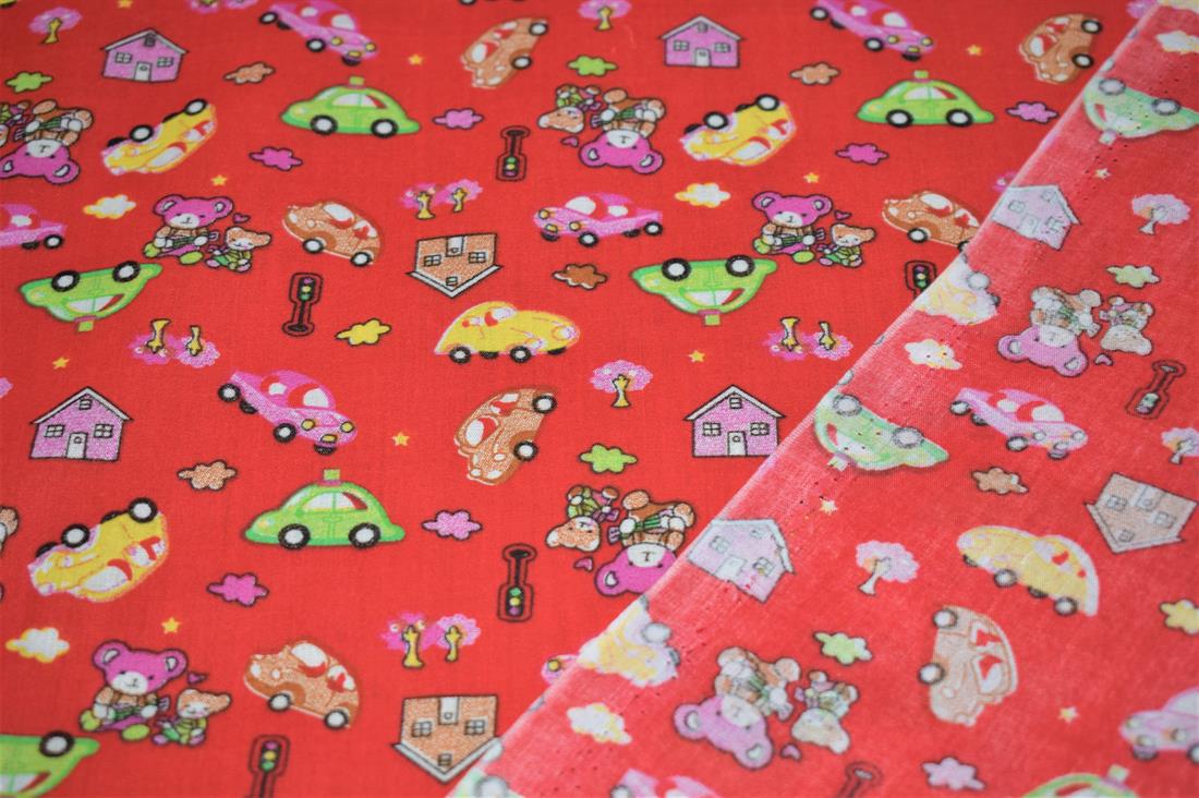 Red Cotton Printed Poly Cottons