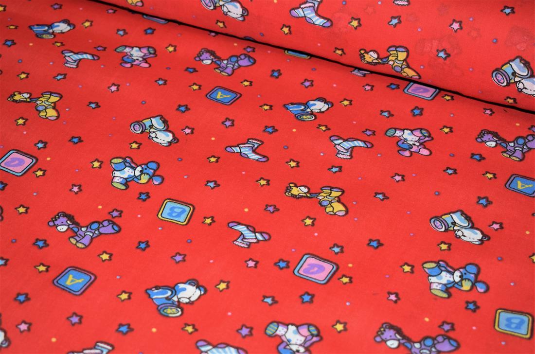 Red Cotton Printed Poly Cottons