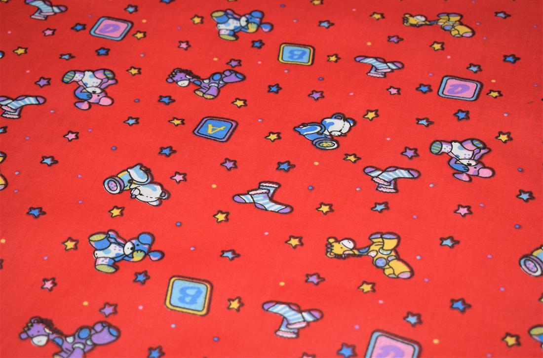 Red Cotton Printed Poly Cottons