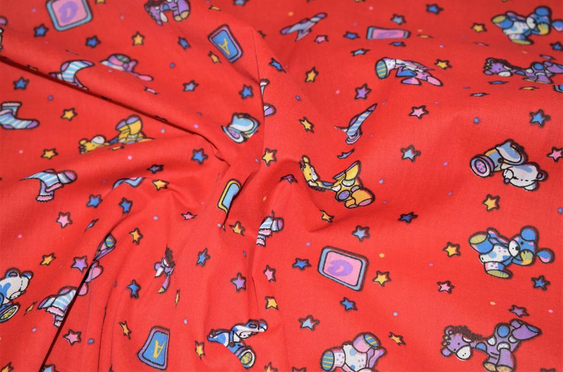 Red Cotton Printed Poly Cottons