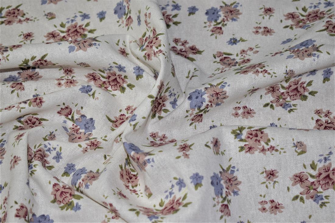 White Cotton Printed Canvas Fabric