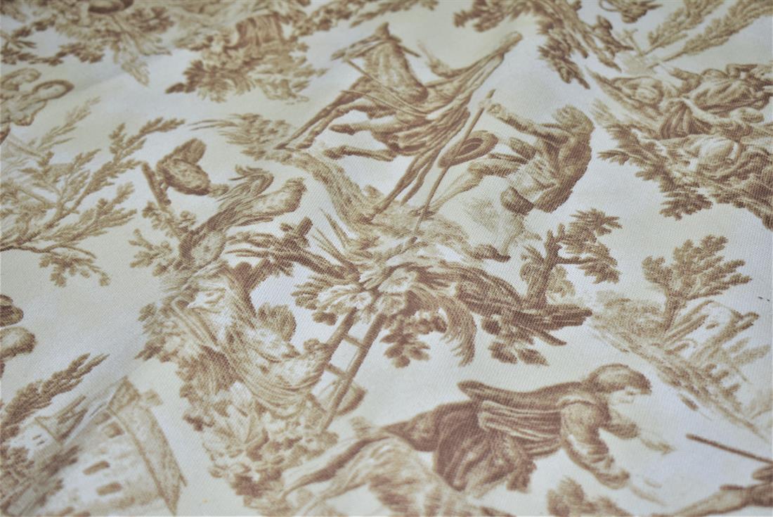 Brown Cotton Printed Canvas Fabric