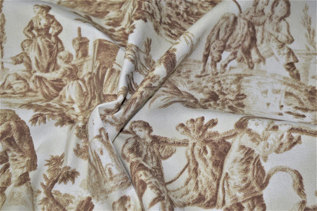Brown Cotton Printed Canvas Fabric