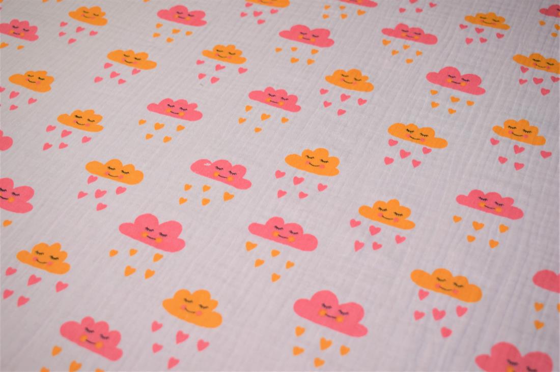 White Printed Cotton Gauze