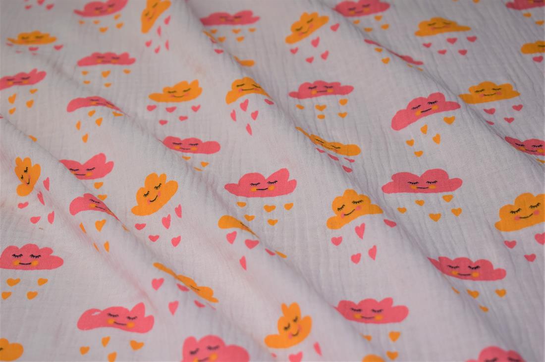 White Printed Cotton Gauze