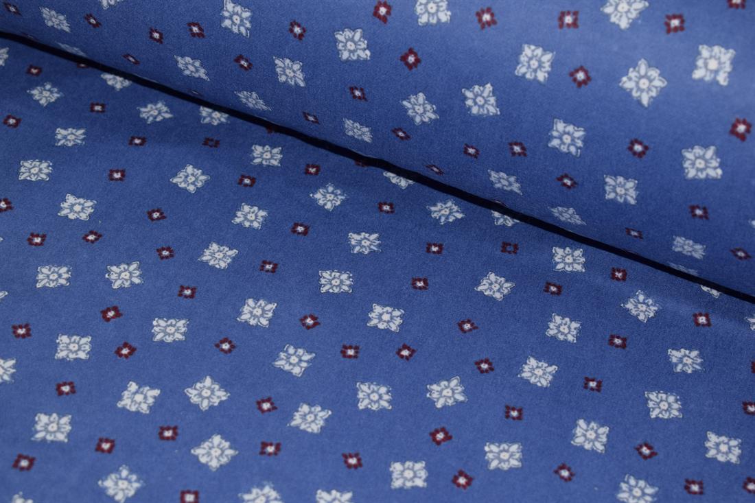 Blue Printed Brushed Cotton