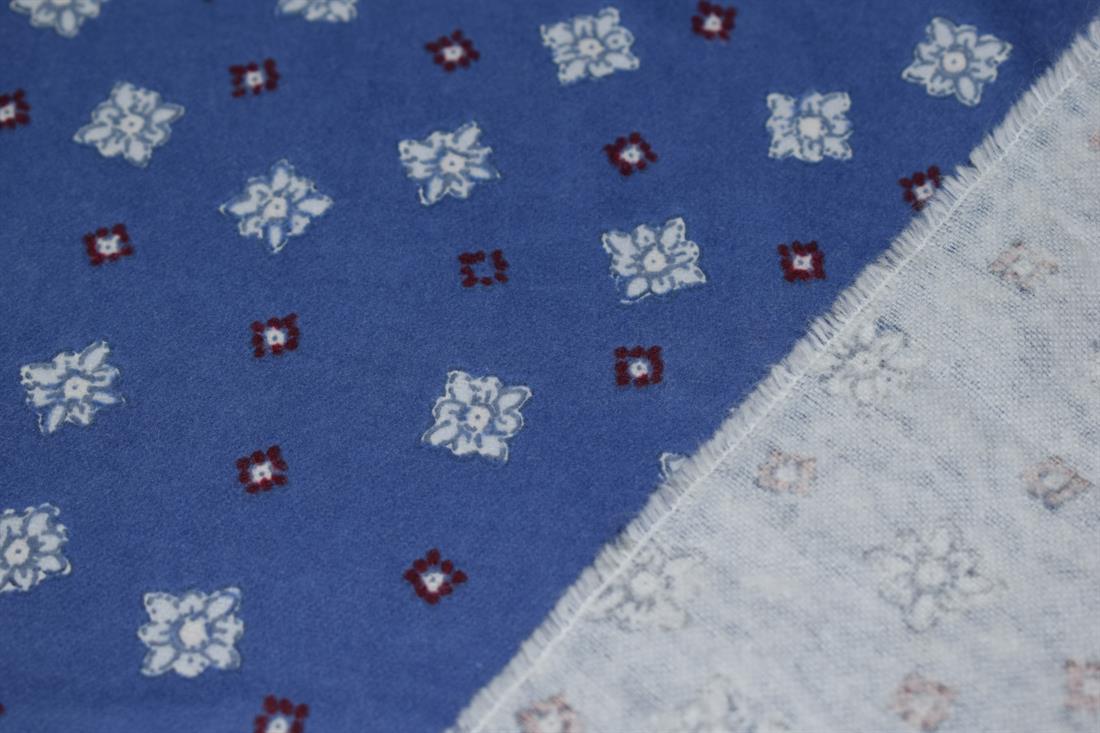Blue Printed Brushed Cotton