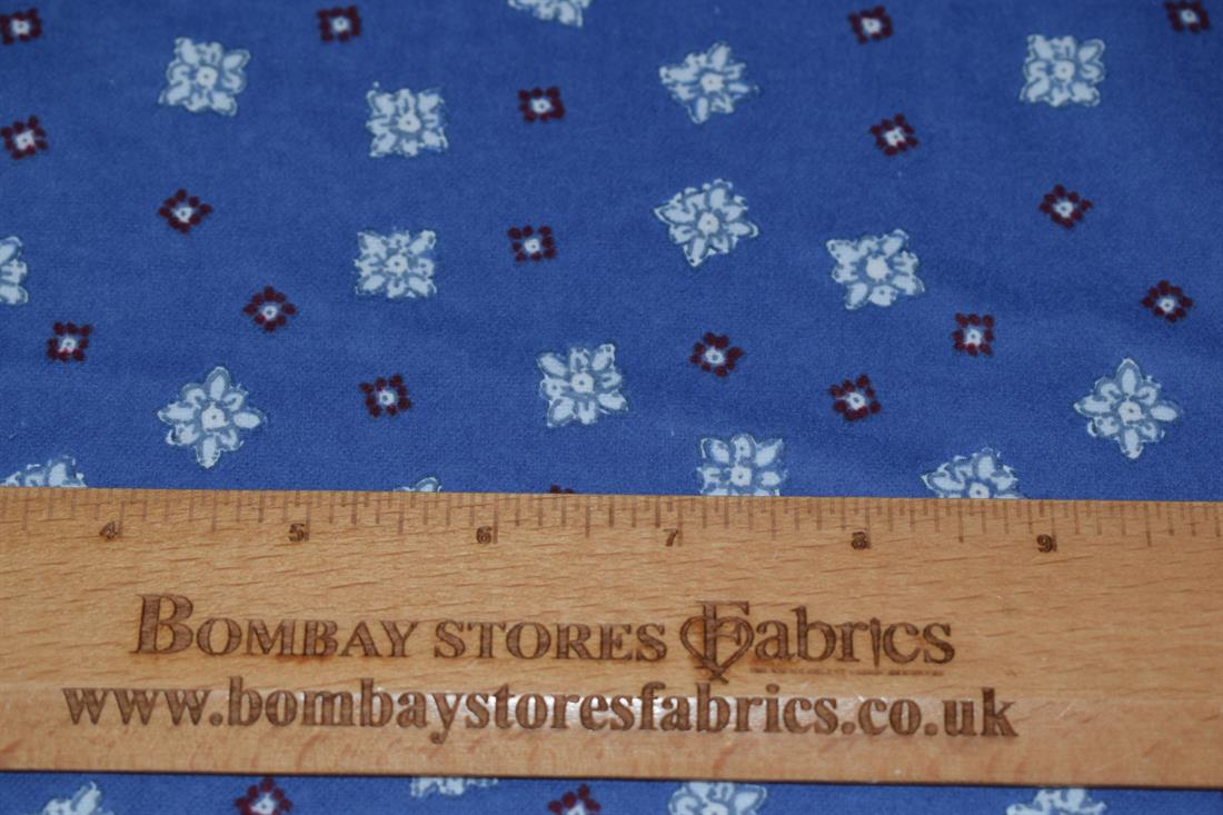 Blue Printed Brushed Cotton