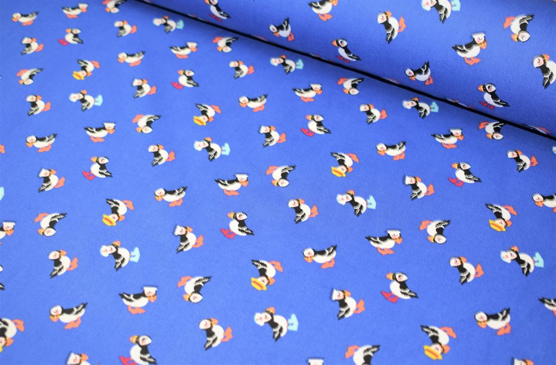 Blue 100% Cotton Puffins Circus