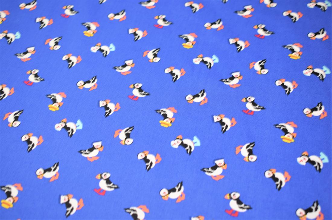 Blue 100% Cotton Puffins Circus