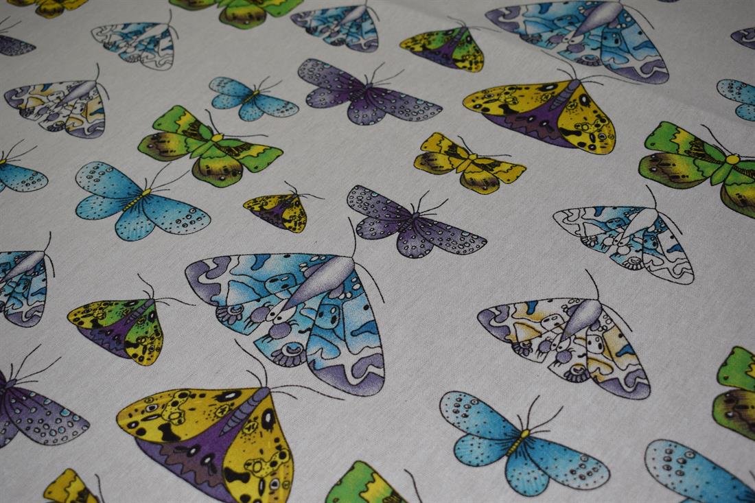 White Cotton Butterfly Printed Design