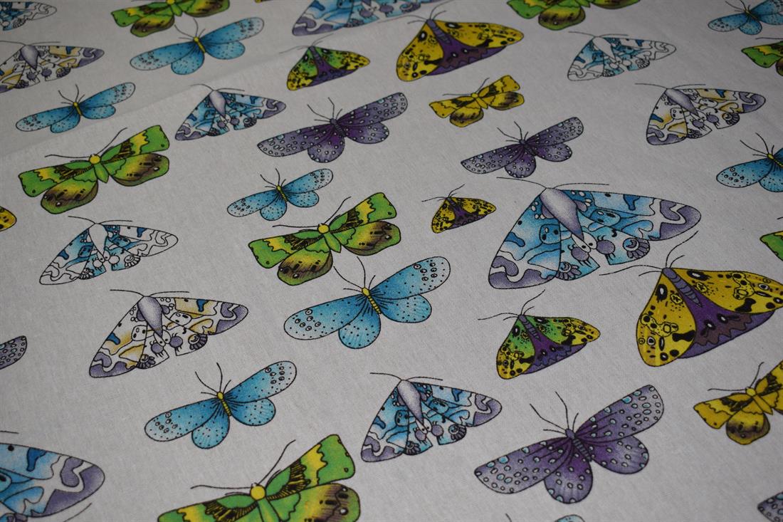 White Cotton Butterfly Printed Design