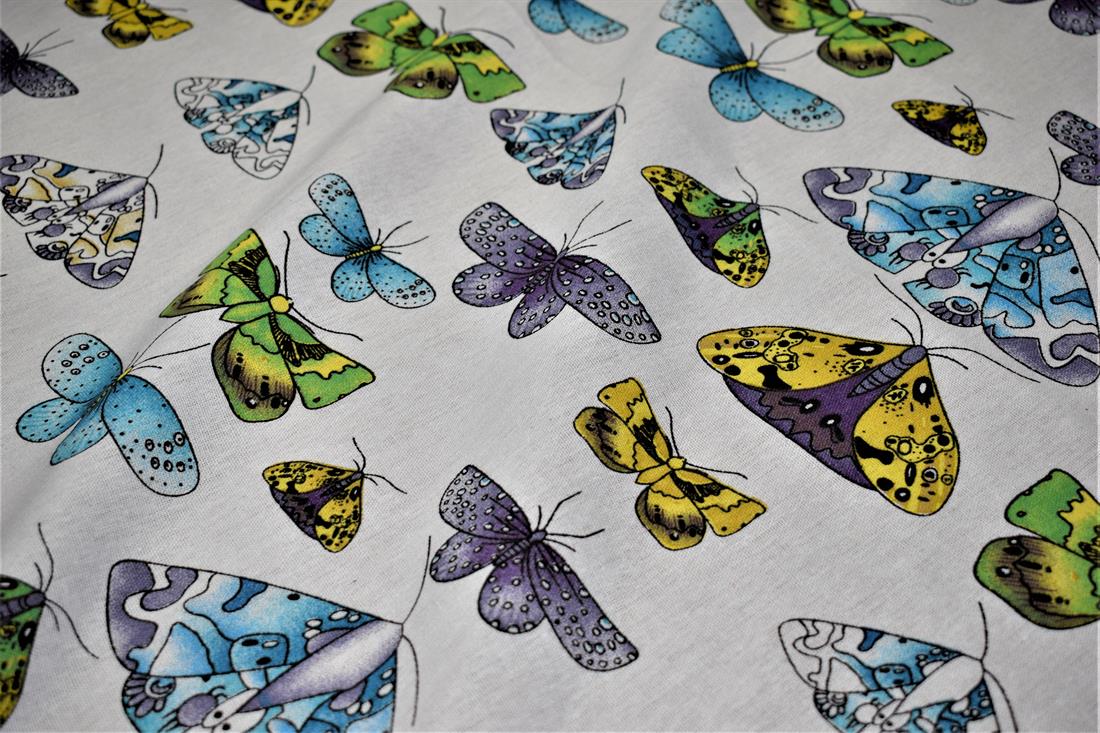 White Cotton Butterfly Printed Design