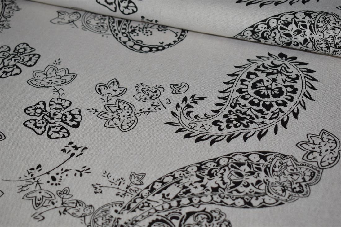 Black Cotton Paisley Printed Design