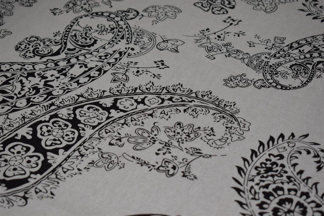 Black Cotton Paisley Printed Design