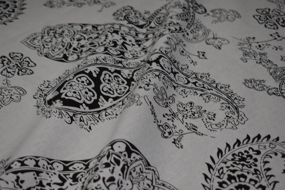 Black Cotton Paisley Printed Design
