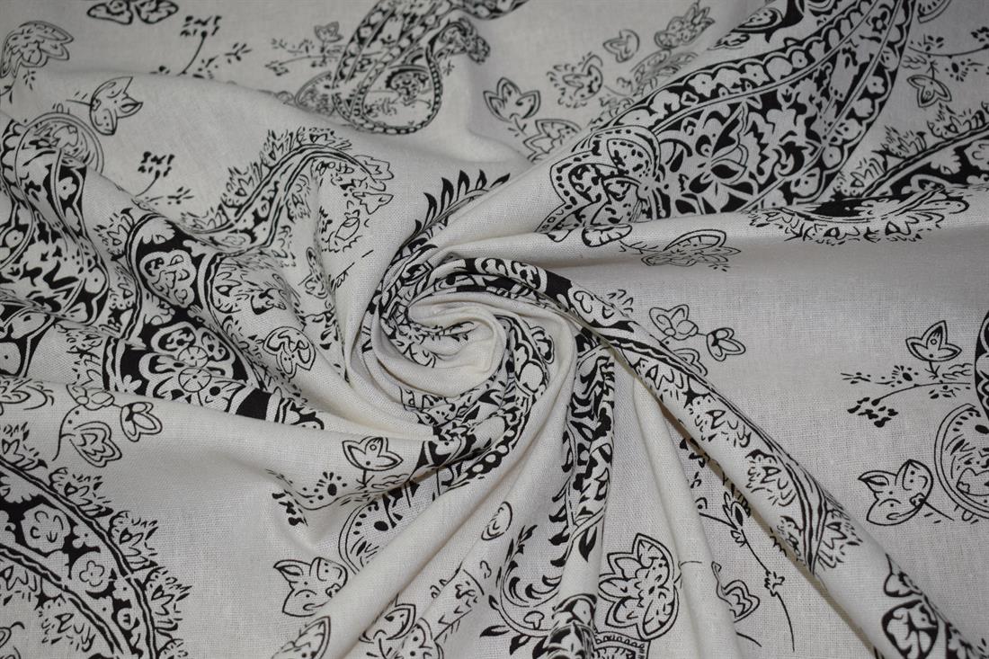 Black Cotton Paisley Printed Design