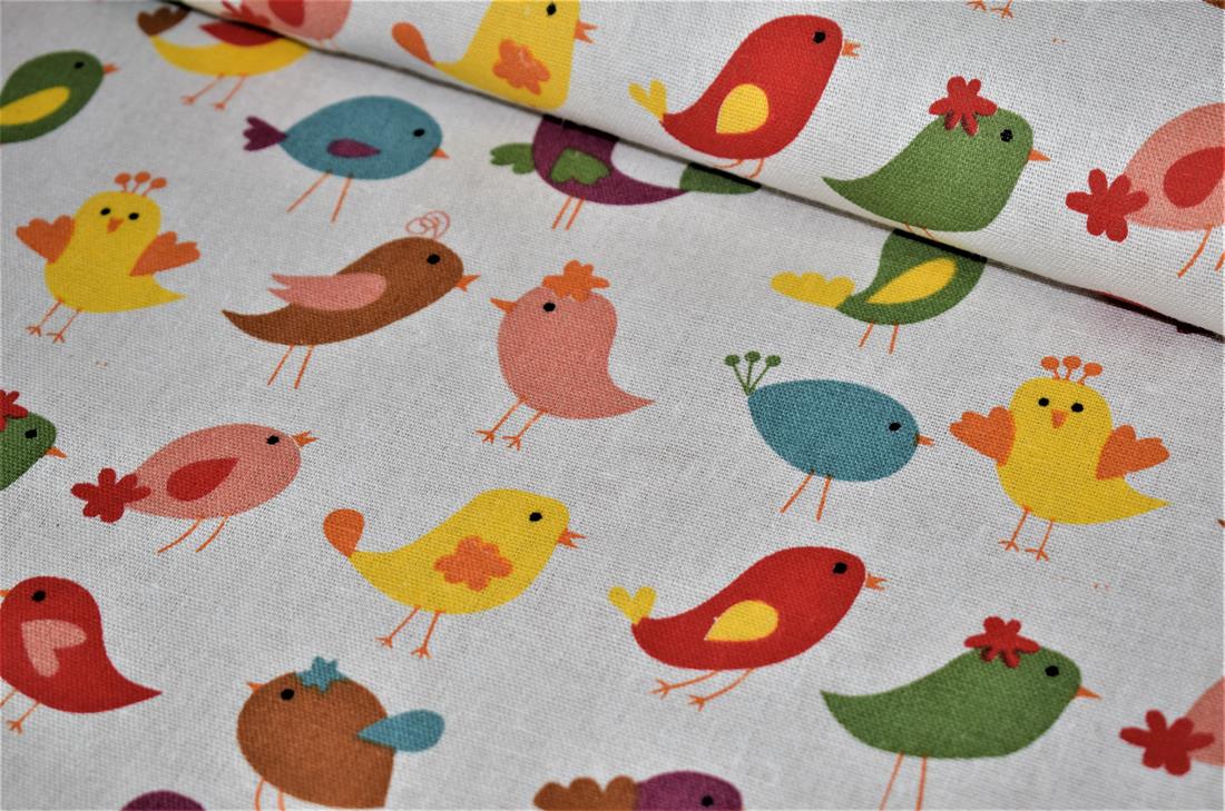 White Cotton Printed Canvas Fabric
