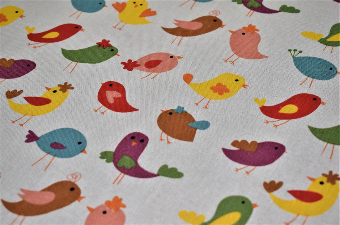 White Cotton Printed Canvas Fabric