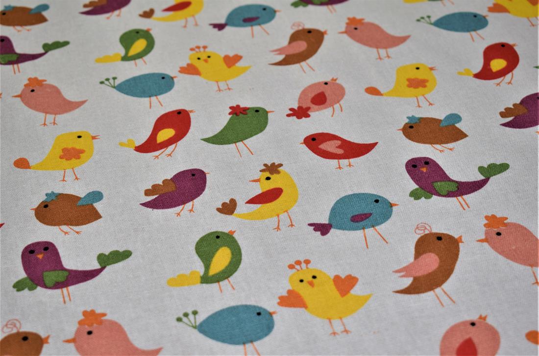 White Cotton Printed Canvas Fabric