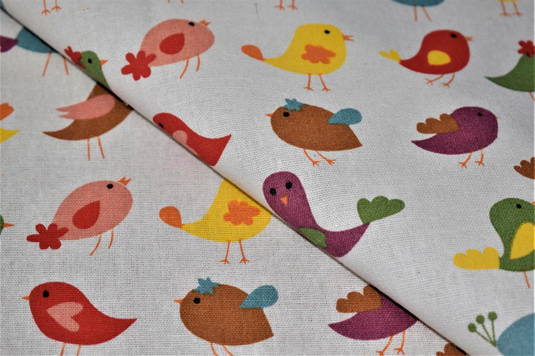 White Cotton Printed Canvas Fabric