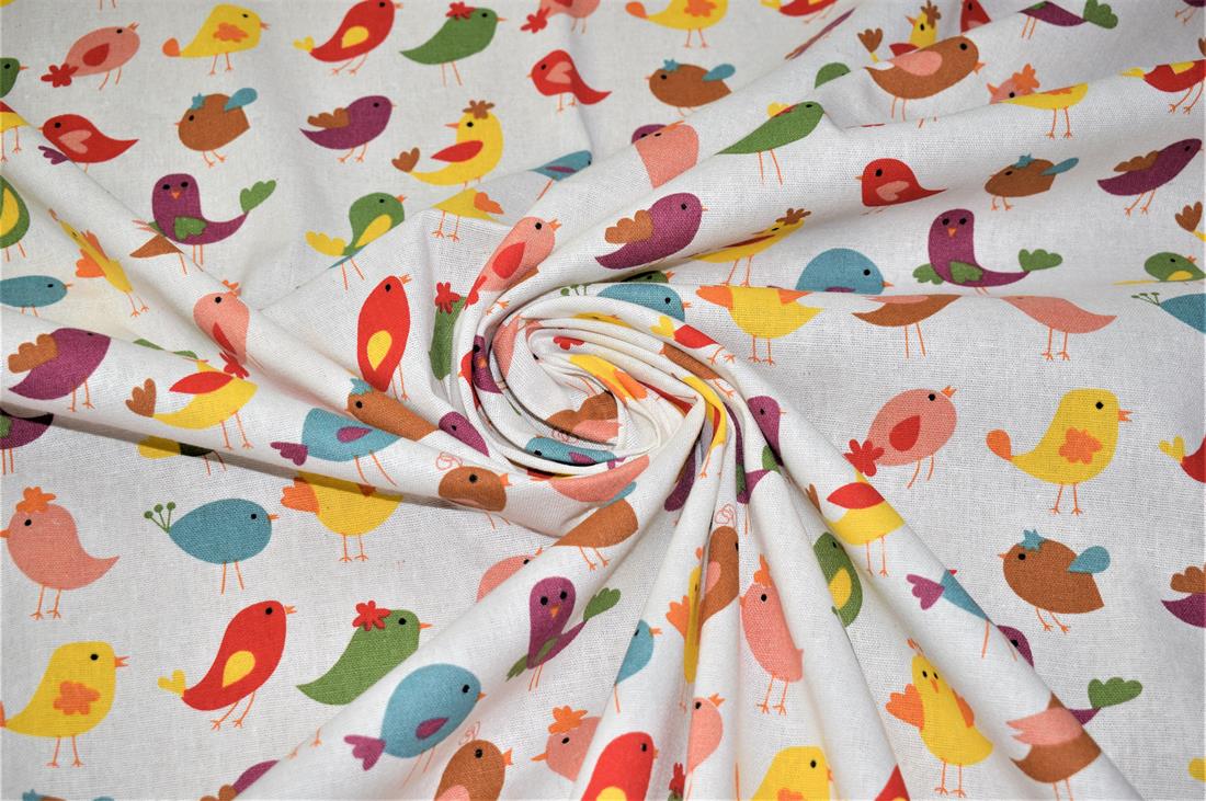 White Cotton Printed Canvas Fabric